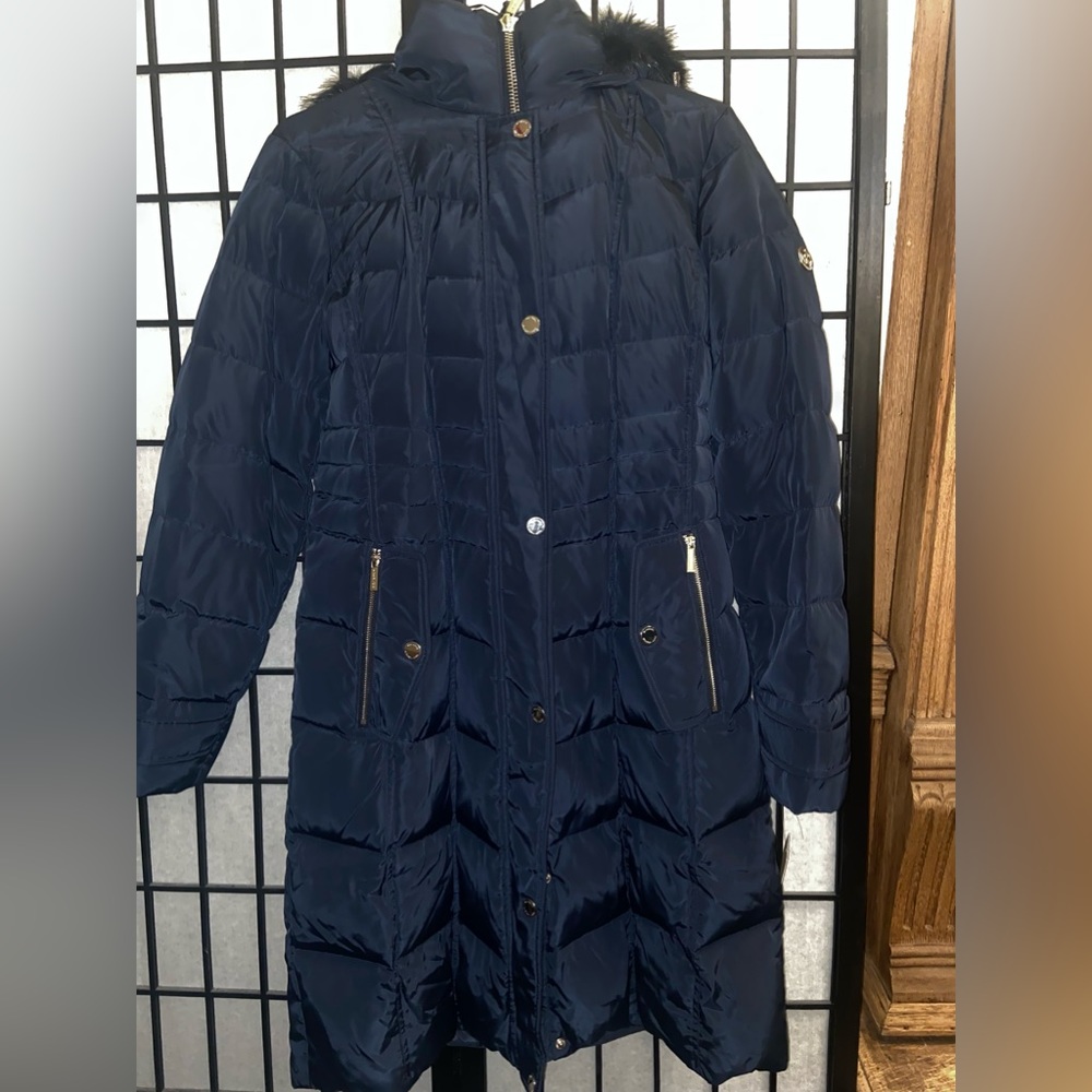 MICHAEL KORS FAUX FUR
 PUFFER
COAT-Midnight blue